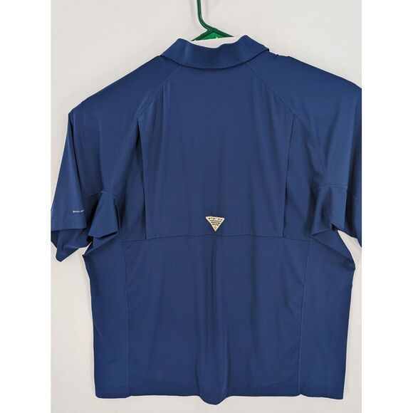 Columbia PFG Omni Freeze Men's Navy Blue 1/4 Zip Short Sleeve Pullover, XXL - Picture 7 of 10